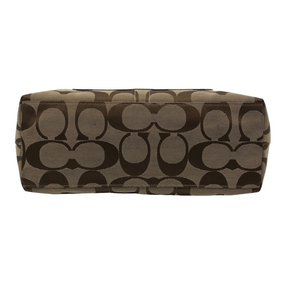 Coach Zippered East West Tote Bag Signature C Print Brown /Tan Gold Leather Trim - Picture 3 of 10